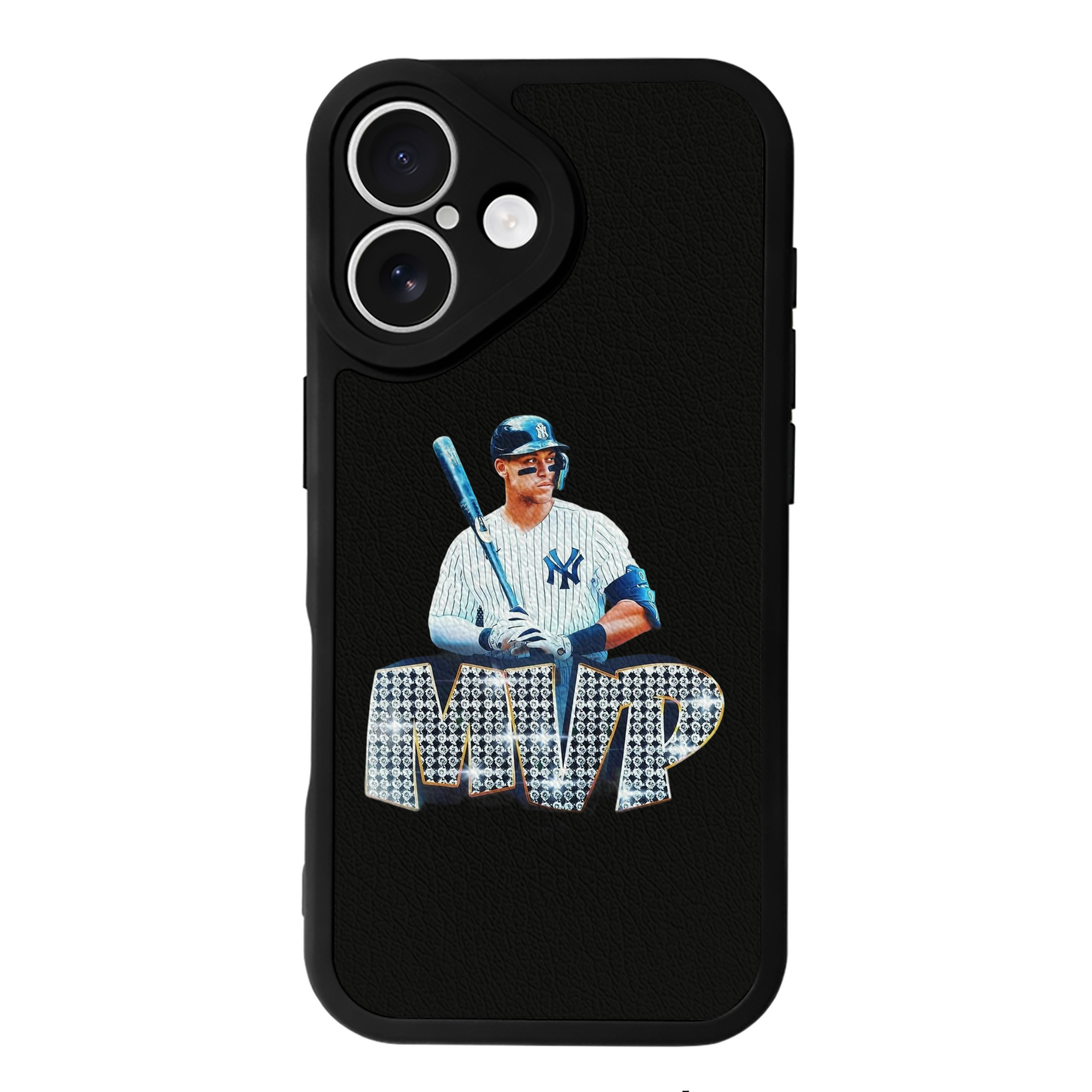 Aaron Judge MVP IPhone 16 Silicone Leather Case – UV Print, Lambskin Texture – Perfect Fit, Wireless Charging Compatible, Scratch Resistant, Precise Cutouts – Stylish Protection For IPhone 16